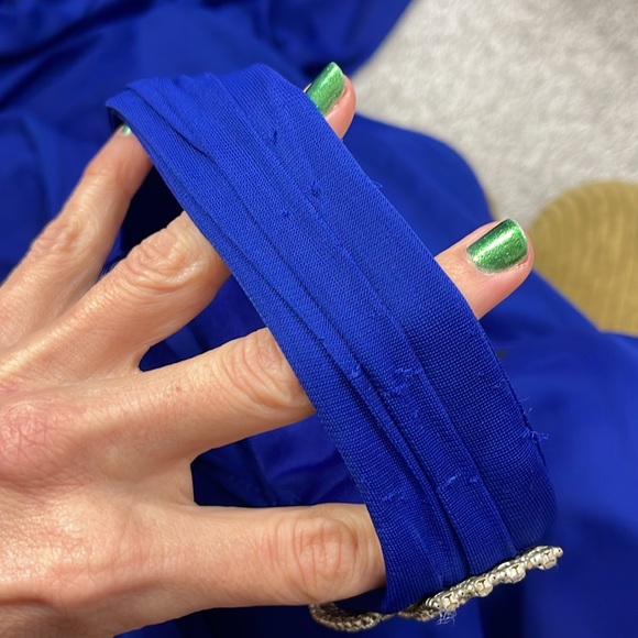 XSCAPE Royal Blue One Shoulder Peplum Gown Rhinestones Formal Wedding Guest Prom - Picture 9 of 9